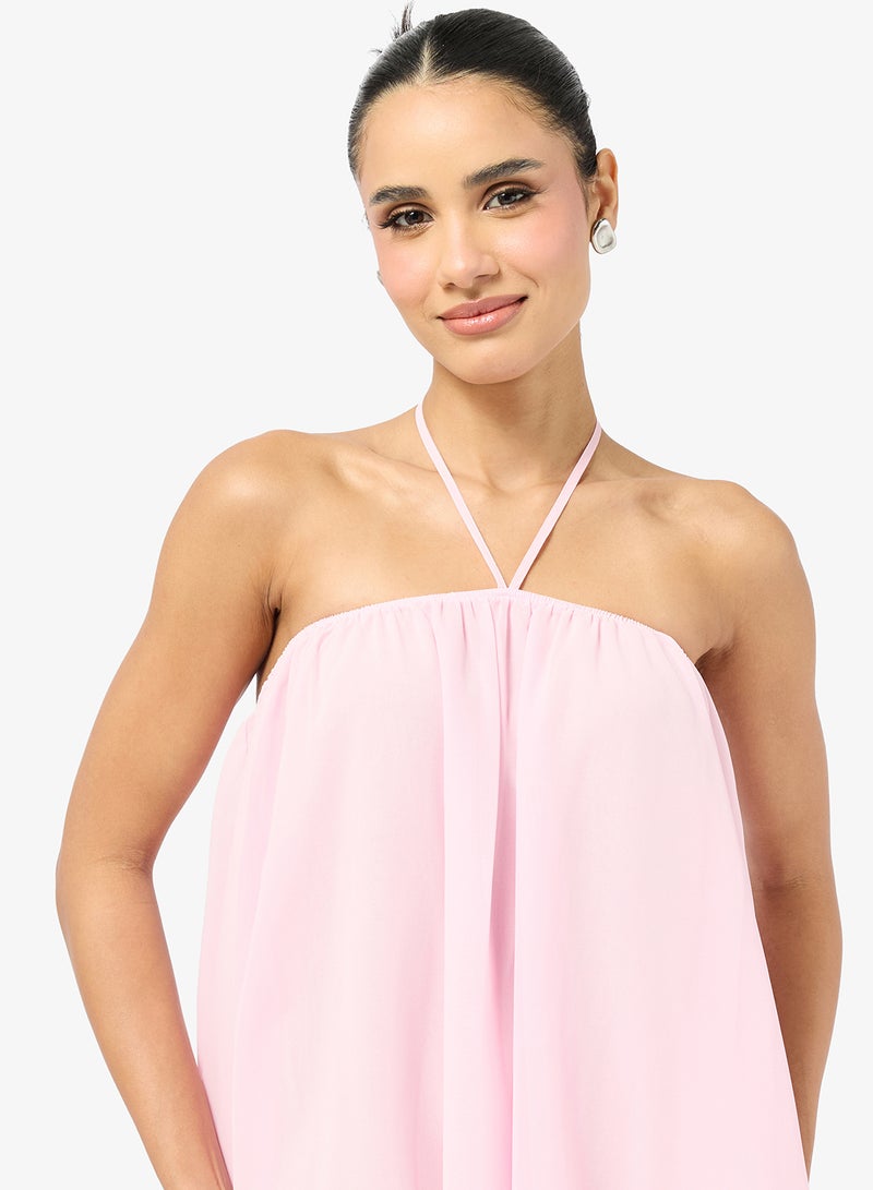 Ginger Halter Neck A Line Pleated Dress - Image 3